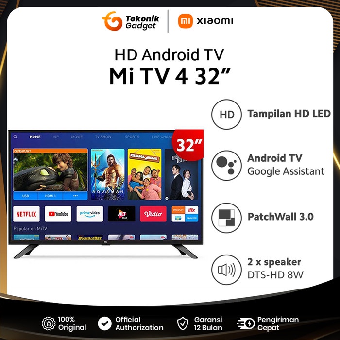 Xiaomi New Mi Tv 4 32" Bezel-Less 4K Led Smart Tv Android Tv
