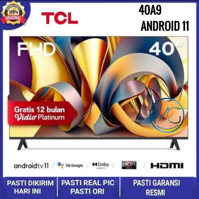 Tcl 40 Inch Led Tv Smart Android 11.0 40A7 Garansi Resmi