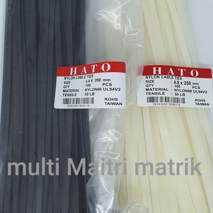 

Kabel ties 25cm x 4,8mm tebal Hato / cable ties / Tali tis pengikat - Putih