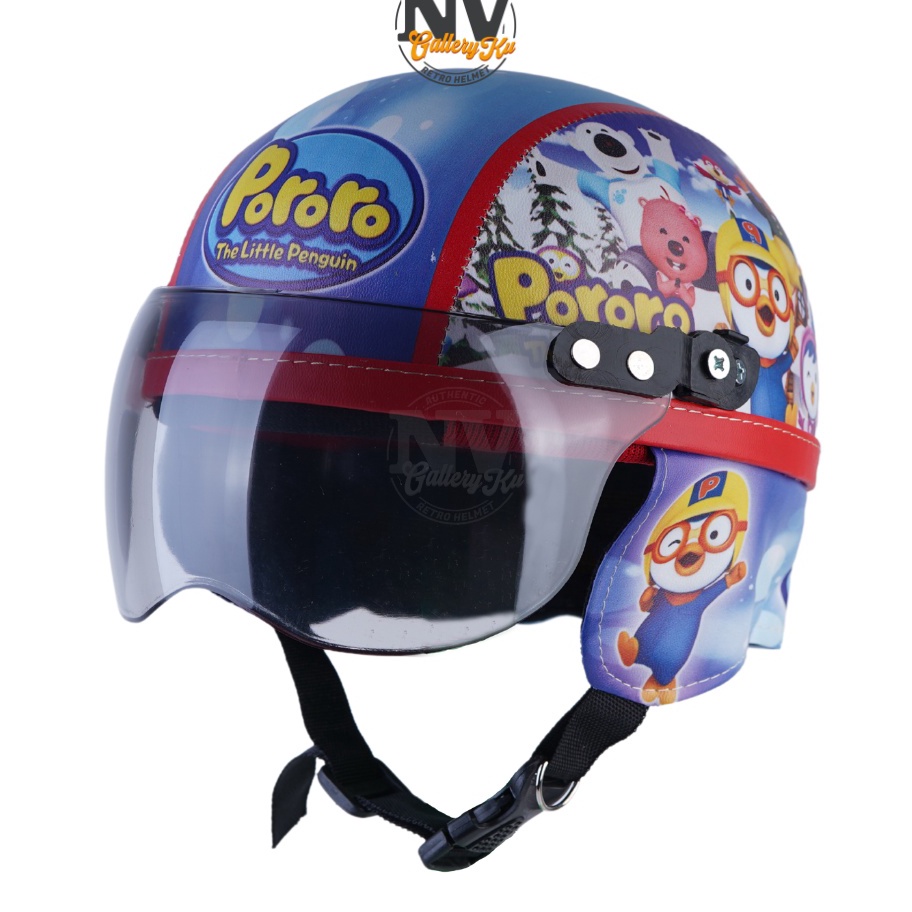 [➸H♡2) Helm Anak Retro Pororo Printing Chip/Retro Lucu usia 1 - 4 Tahun -trendiing㊚