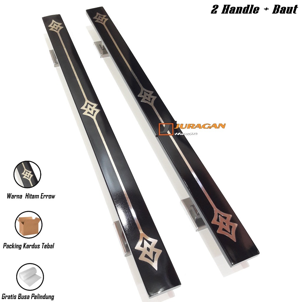 Handle Gagang Pintu Hitam Motif Terbaru Mewah 60 cm - Handle pintu 2 Daun Minimalis Model Terbaru El