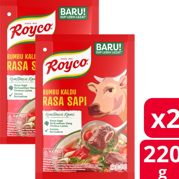 

Stok Banyak Royco BUMBU KALDU Penyedap Makanan, Penyedap Rasa SAPI Beryodium 220G x2 Terkini