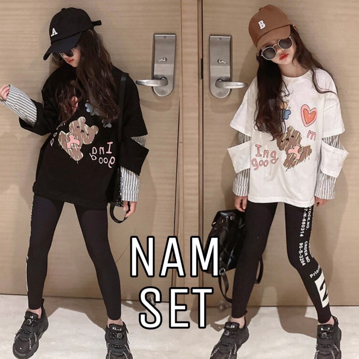 Nam Set Baju Setelan Casual Fasion Anak Remaja Perempuan Korea Import