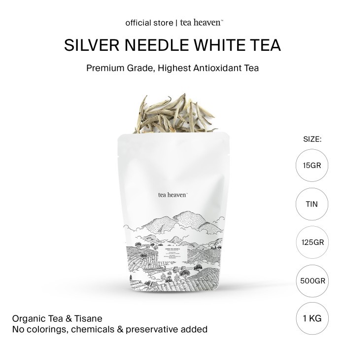 

White Tea Teh Putih Organik Premium Pure Organic Silver Needle