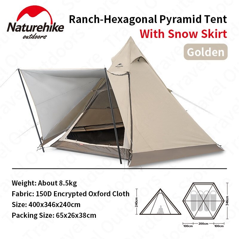 TOKO.PEJALAN TENDA RANCH HEXAGONAL PYRAMID NATUREHIKE NH20ZP013 (WITH SNOW SKIRTS)