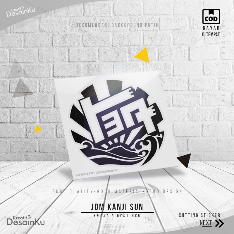 Cutting Stiker JDM Kanji Sun Variasi Motor Mobil Sticker Veriasi Aksesoris Timbul Keren Style Dasbor