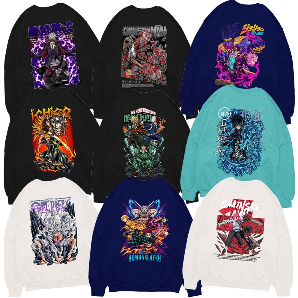 Koleksi Terbaru.. Sweater Crewneck Asta Devil Black Clover Sweater Chainsaw Man Makima Crewneck Dabi