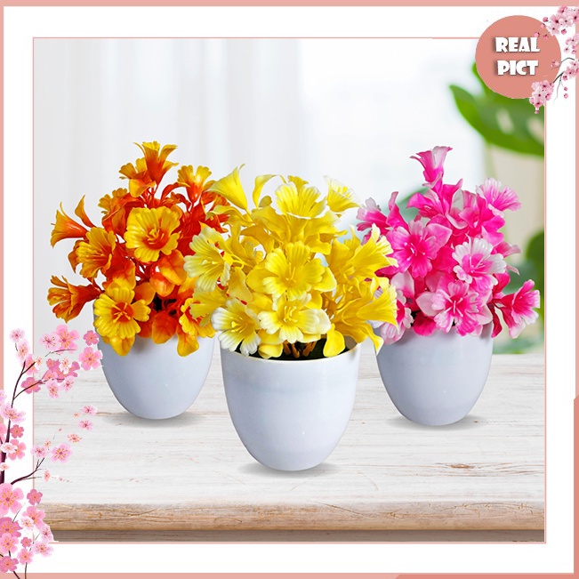 Grosir UNICO Bunga Lonceng Tanaman Hias Plastik Artificial Bunga Artifisial Mawar Edelweis Kering PB