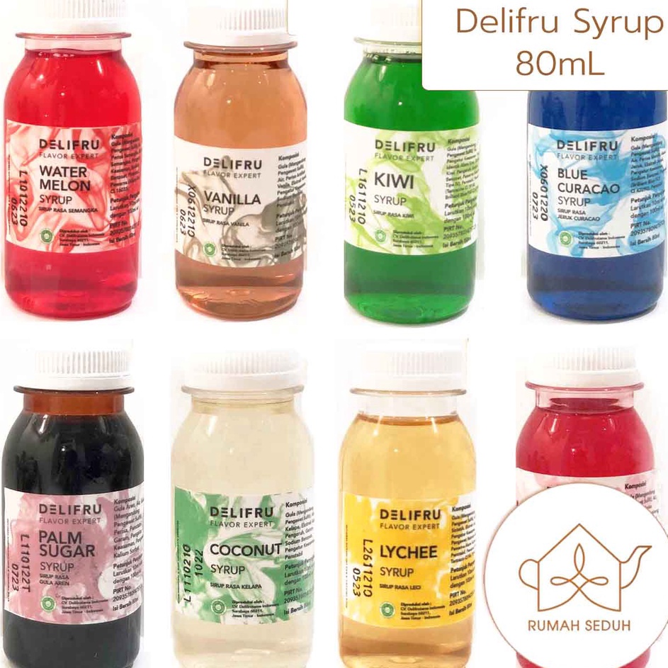 

➩↓✮≛ 80mL Sirup Delifru Semua Rasa - Delifru Syrup Mini Trial Size - Hazelnut, Caramel, Vanila, Sakura, Cotton Candy, Calamansi Model Baru