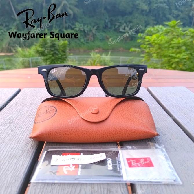 Terbaru Kacamata Rayban Wayfarer Square 2151 Black Glossy Sunglasses