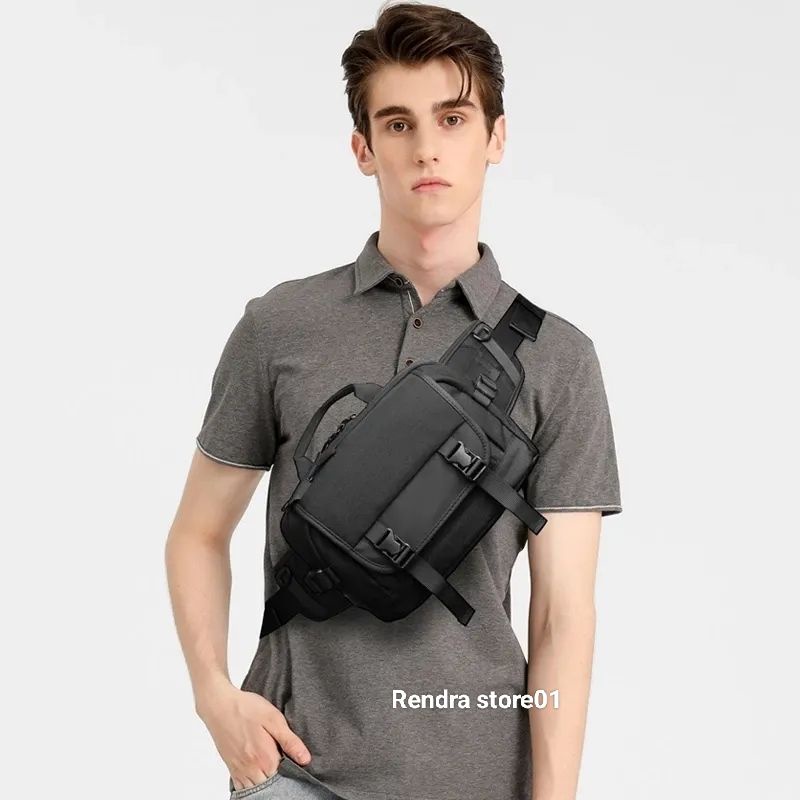 waistbag pria parasut  waterproof import, tas pinggang, tas selempang dada pria #9451