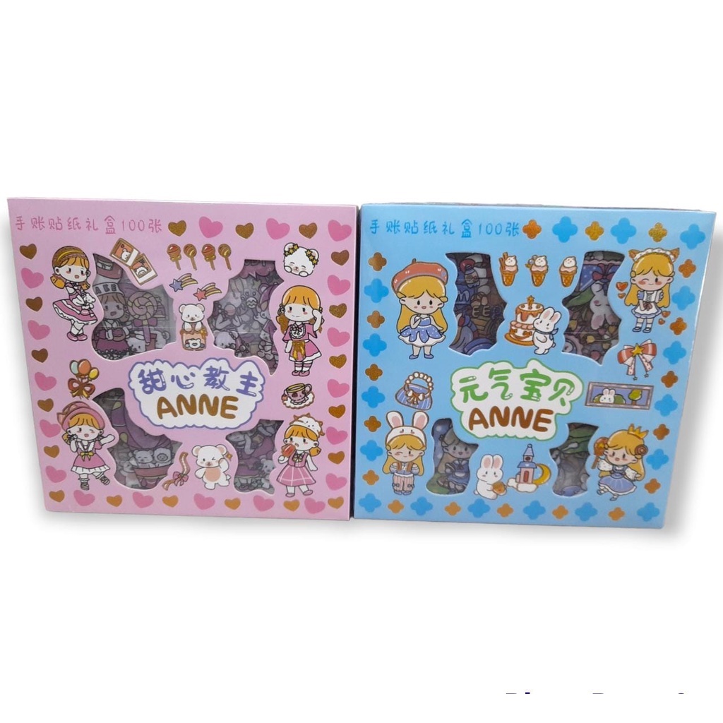 

1 Box Isi 100Pcs Stiker 2D Stiker Viral Sticker Botol Minum 2D Plastik Anti Air / Buku Diary Stiker