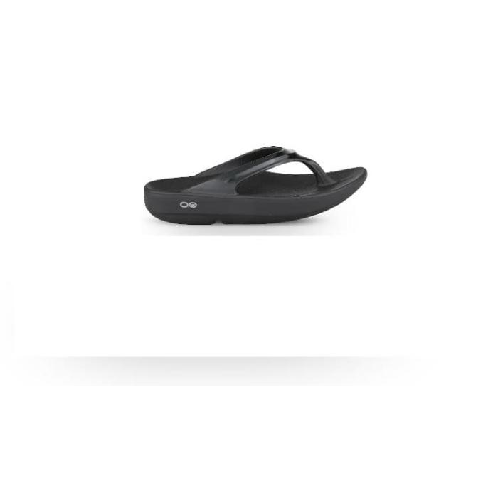 Big Sale Oofos Women Sandal Oolala Thong Black Black Stok Terbatas