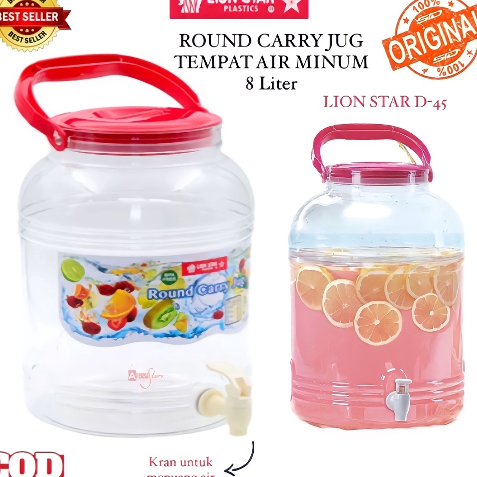 ★ WTI ( BISA COD ) PROMO DISPENSER AIR MINUM / ROUND CARRY JUG LION STAR 8 LITER / GALON AIR KECIL /