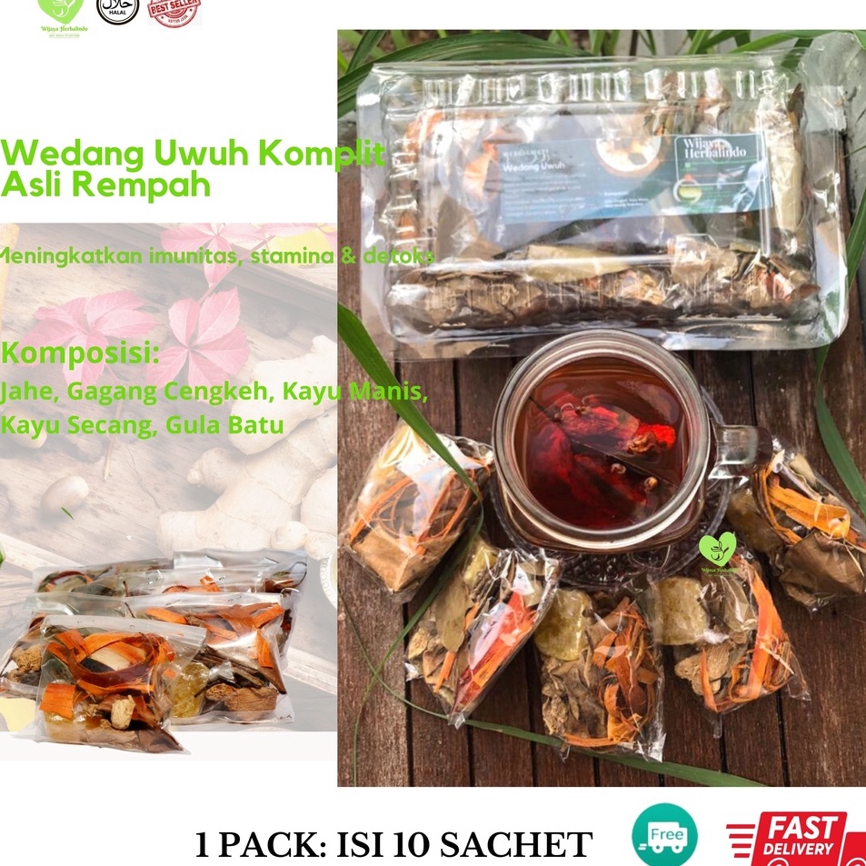 

Ready Stock Wedang Uwuh "ꦮꦺꦢꦁꦲꦸꦮꦸꦃ" I Komplit Gula Batu 1 Pack isi 10 sachet I Antioksidan I COD I Herbal Ready