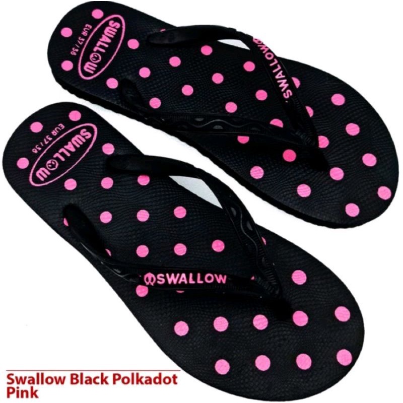 Sandal Jepit SWALLOW Black Polkadot