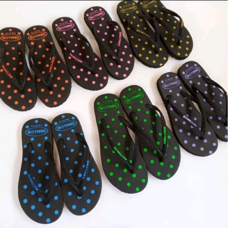 Awet Sandal Jepit Swallow Black Polkadot