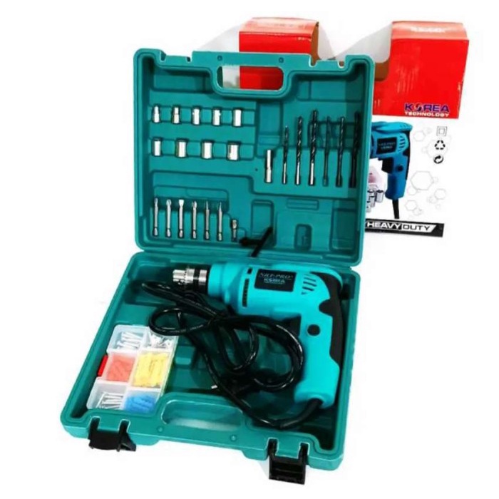 MESIN BOR TANGAN LISTRIK 10MM SET MATA BOR KOMPLIT NRT PRO 450 HD SET