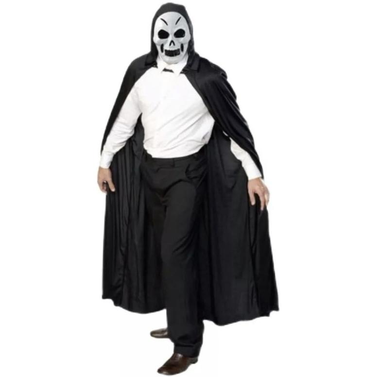 Halloween Cosplay / Jubah Cosplay Death Jubah Hitam Plus Hoodie / Penutup Kepala