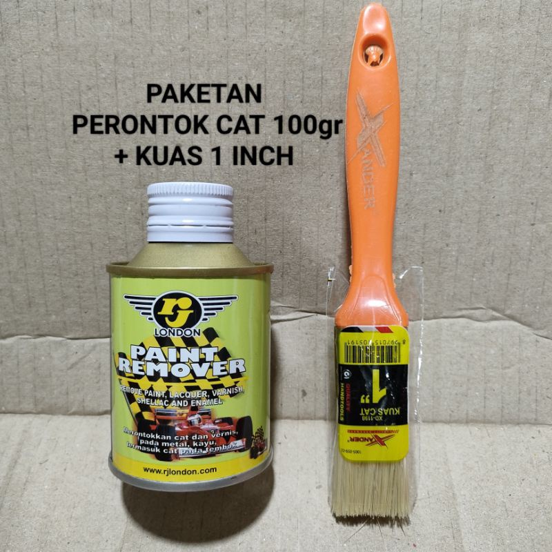 

PALING DIMINATI Paketan Paint Remover RJ 100gr + Kuas Xander 1" inch Cairan Perontok Cat Pernis / Serlak / Enamel Kayu Logam Tembok - Paint Remover RJ LONDON 100 Gr