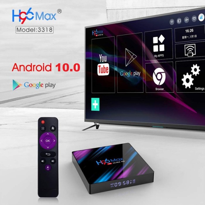 Terlaris H96 Max 4Gb/32Gb Android 10.0 Stb Android Tv Box Rk3318 Quad Core