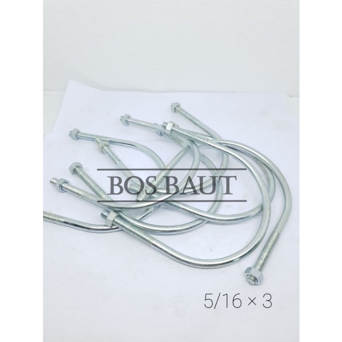 Baut U - U Bolt Galvanis 5/16" x 3"