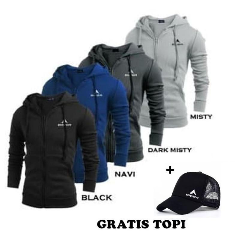 [Bgk] Jaket Hoodie Sweter Gunung Pria Gratis Topi Shopee