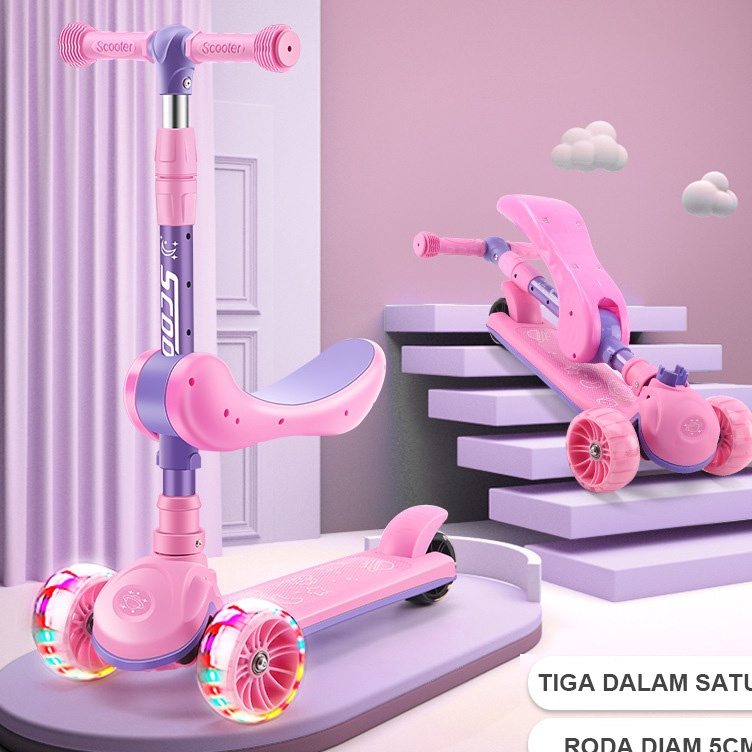 Model Terkini Skuter Anak Scooter Anak Roda 3 Skuter Otoped Anak Roda 3/Skuter Dengan Lampu/Skuter A