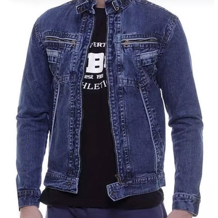 Grosir JAKET JEANS PRIA KERAH TINGGI RESLETING JAKET JEANS COWOK TB BANDUNG MURAH JEANS BOMBER Produ