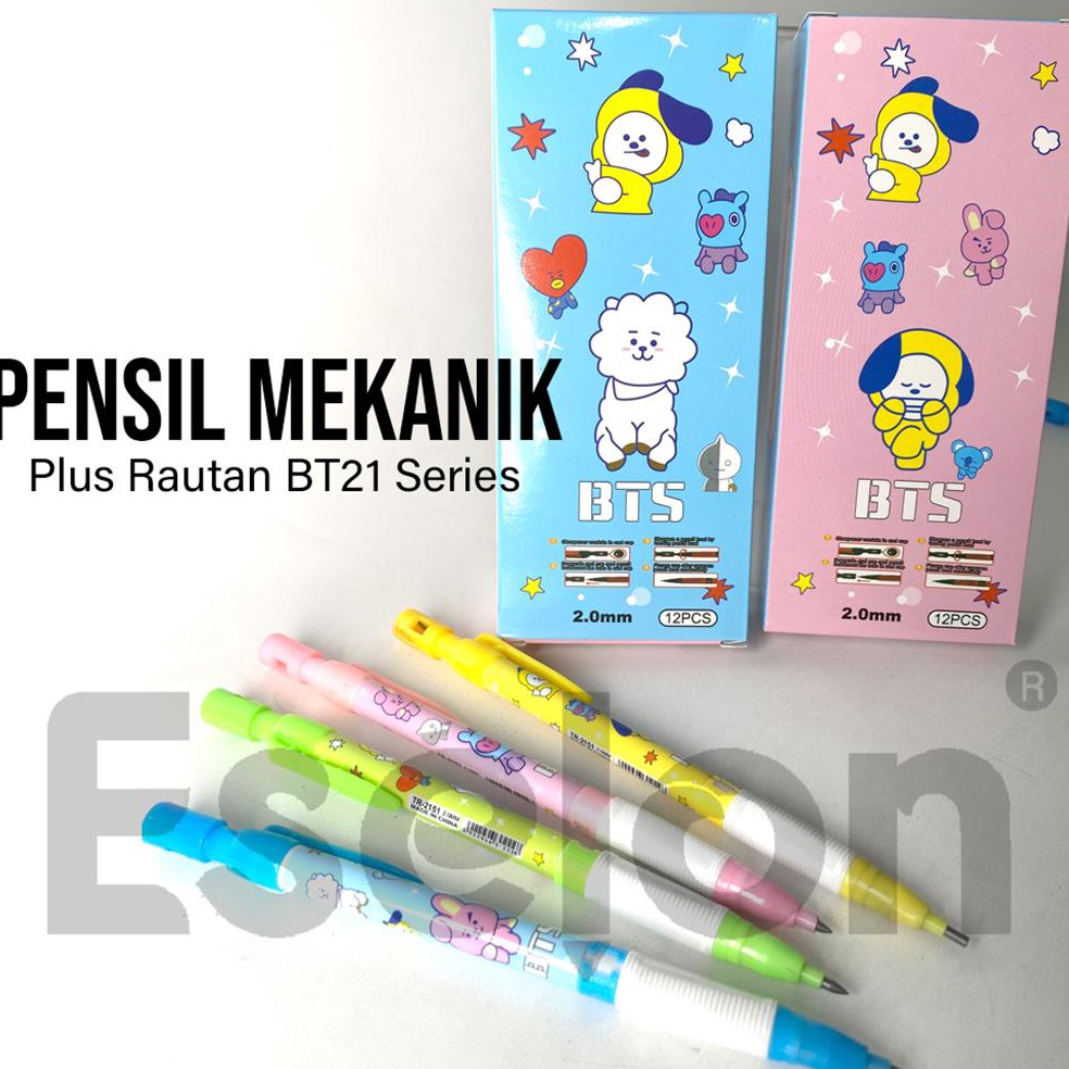 

7.7 HARGA GROSIR 12pcs Pensil Mekanik 2.0mm BT21 / pensil mekanik TR-2151