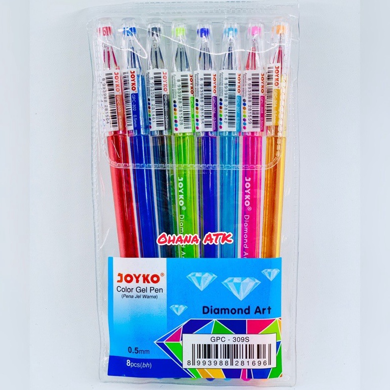 

Promo 8.8 Pulpen Gel Joyko Diamond Art 8 Warna / 1 Set Pulpen Warna Joyko