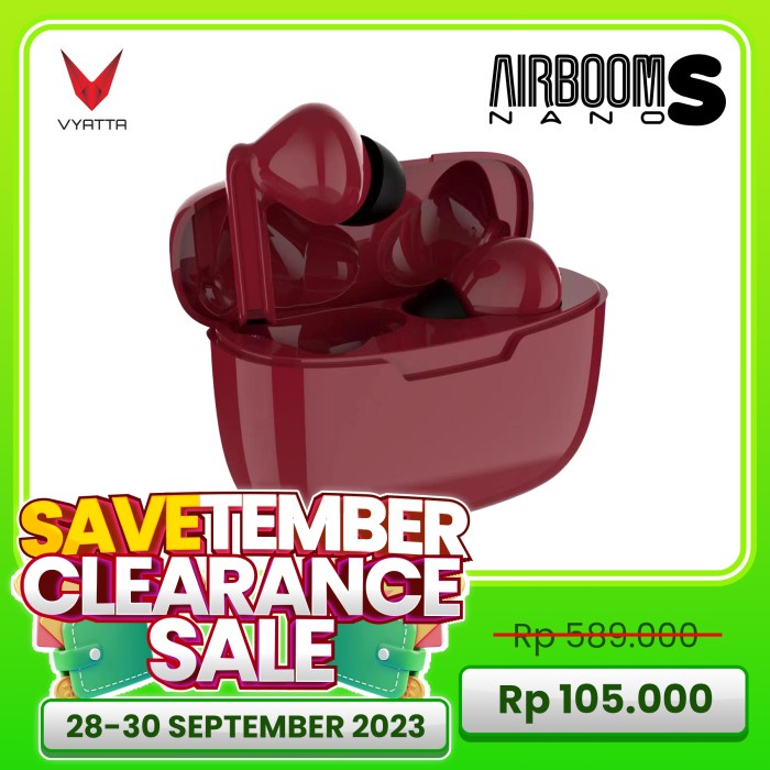 VYATTA AIRBOOM NANO S TWS BLUETOOTH HEADSET / EARPHONE, SUPER SLIM -FS