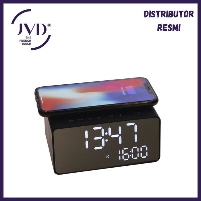 Jvd 8661691Bk-Vde Wave Alarm Clock, Bluetooth, Usb, Wireless Charging