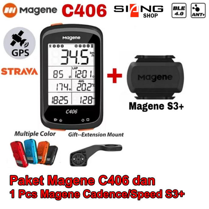 Kualitas terbaik] Cyclocomp / Speedometer sepeda Magene C406 bundling Magene Cadence