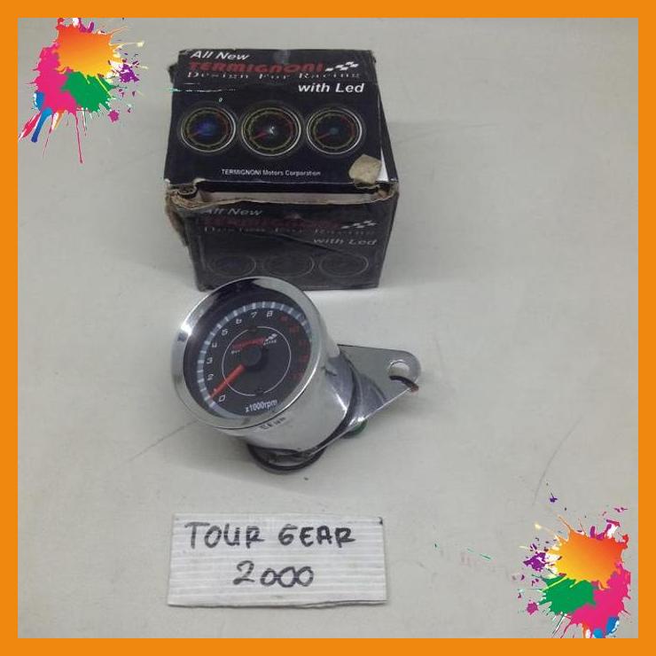 rpm tachometer jarum hitam led indikator analog universal motor [tgr]