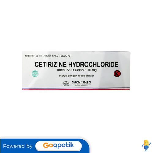 CETIRIZINE HYDROCHLORIDE NOVAPHARIN 10 MG BOX 100 TABLET