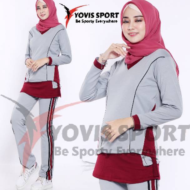 MURAH Stelan senam wanita /baju senam /celana senam Yovis Sport / setelan plat/Setelan senam muslima