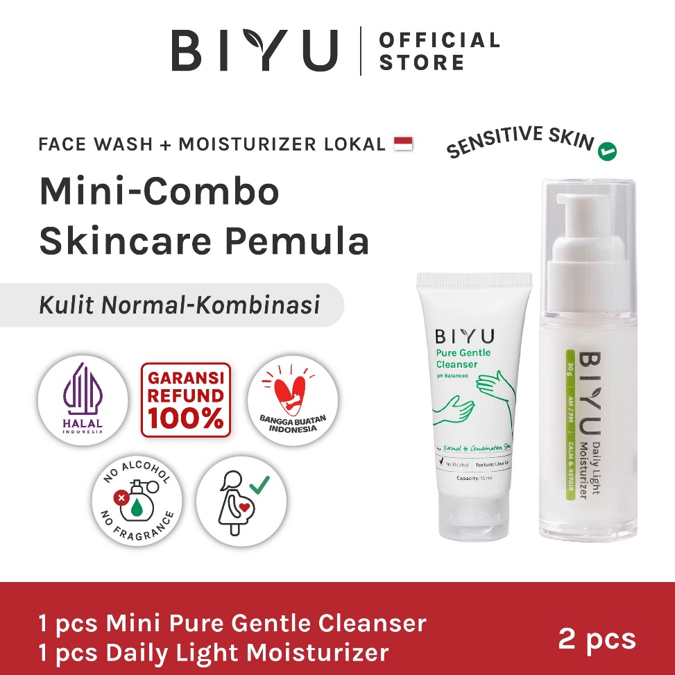 COD BIYU Anti Acne Kit for Combination Skin - Mini Pure Gentle Cleanser + Moisturizer 6571