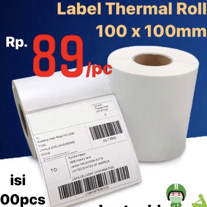 

PJHY5912 STOK SIAP 【COD LABEL STICKER THERMAL 100 X 100 BARCODE 100X100
