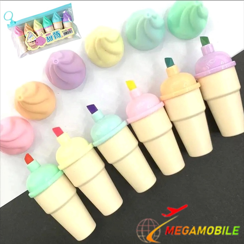 

Promo 1.1 MM - HighLighter Es Krim Cone 1 Set 6 Pcs Free Pouch Highliter Es Krim Cone Stationery Lucu Unik Penanda Buku Warna Warni Kado Viral Termurah