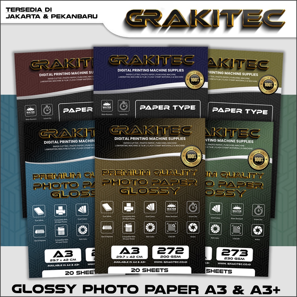 

BARU Kertaas Foto Glossy A3 / A3+ - Grakitec Premium Photo Glossy Paper 260, 230, 200