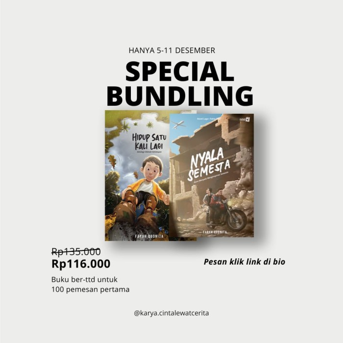 

NEW Paket Buku Hidup Satu kali Lagi & Seni Tinggal di Bumi / Nyala Semesta