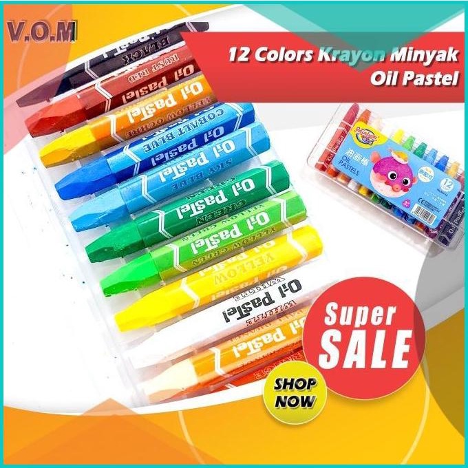 

12 Colors Krayon Minyak Oil Pastel Crayon School Oil Pastels 0860 20JVLZ3 parts