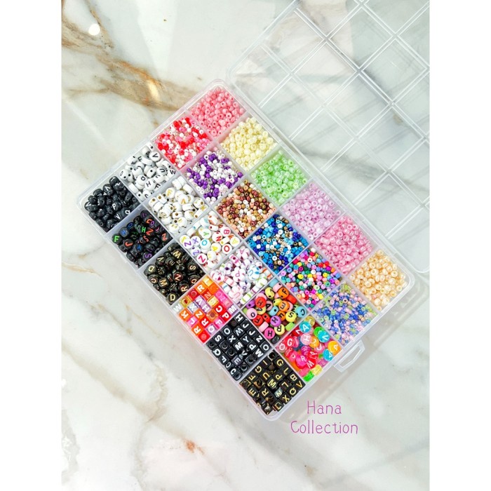 

24 sekat Huruf mix Manik pasir free box dan senar