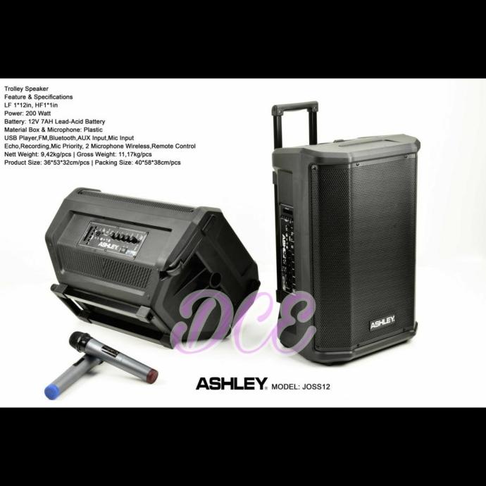 Speaker Portable ASHLEY JOSS12 JOSS 12 12inch Original Garansi Resmi