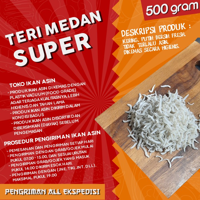 

Ikan Asin Ikan Teri Medan SUPER 500g / Ikan Teri Nasi SUPER 500g