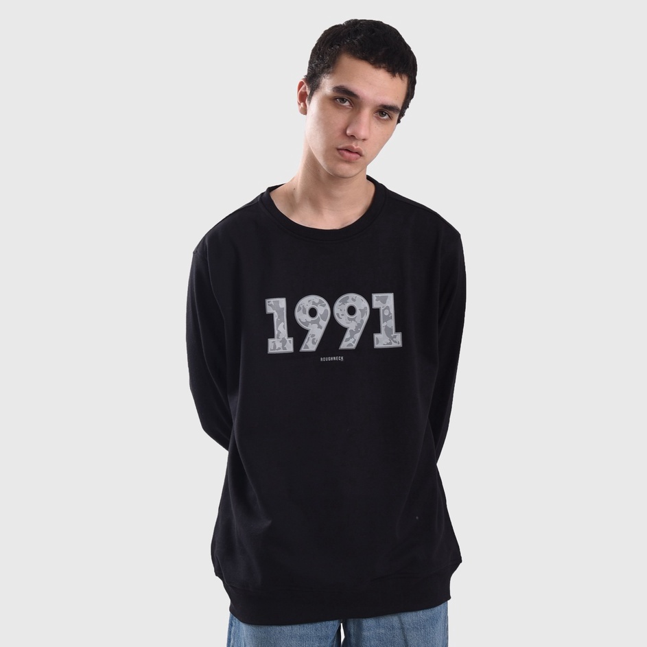Serba Murah Roughneck SS097 Black 1991 Aura Camouflage Crewneck