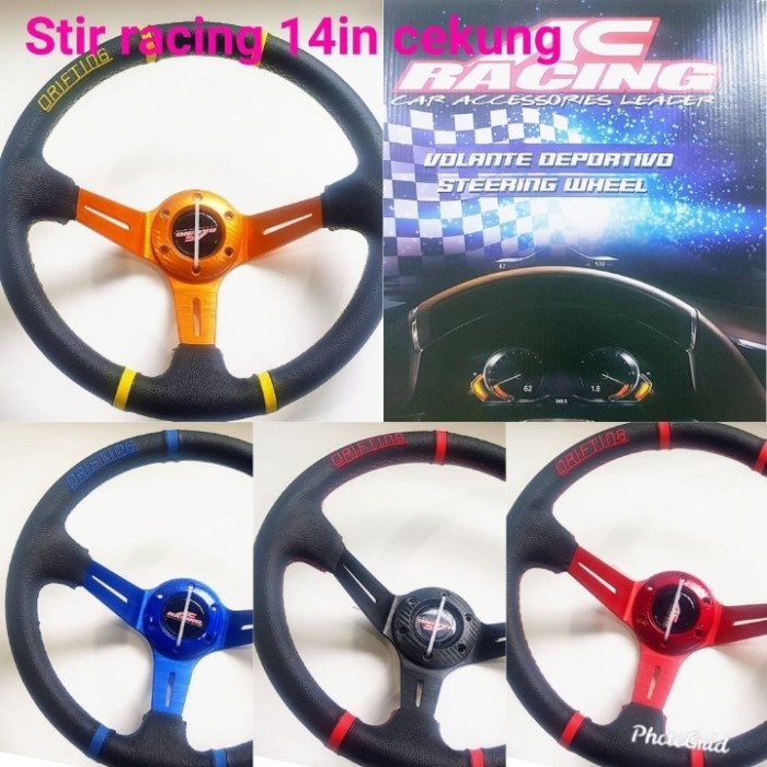 ✨Baru Setir Racing Mobil 14 In Cekung Cembung/Stir Mobil Universal/Stir Orii Diskon