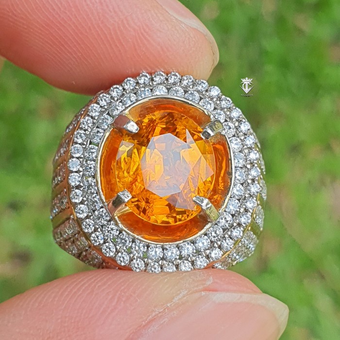 ✨Termurah Batu Permata Natural Orangy Yellow Sapphire Srilanka 4.85 Ct Gri Memo Berkualitas