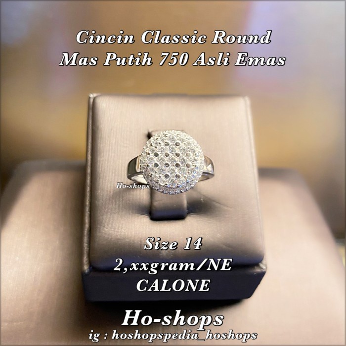 ✨Termurah Cincin Cantik Round Mas Putih Kadar 750 Asli Emas Terbatas